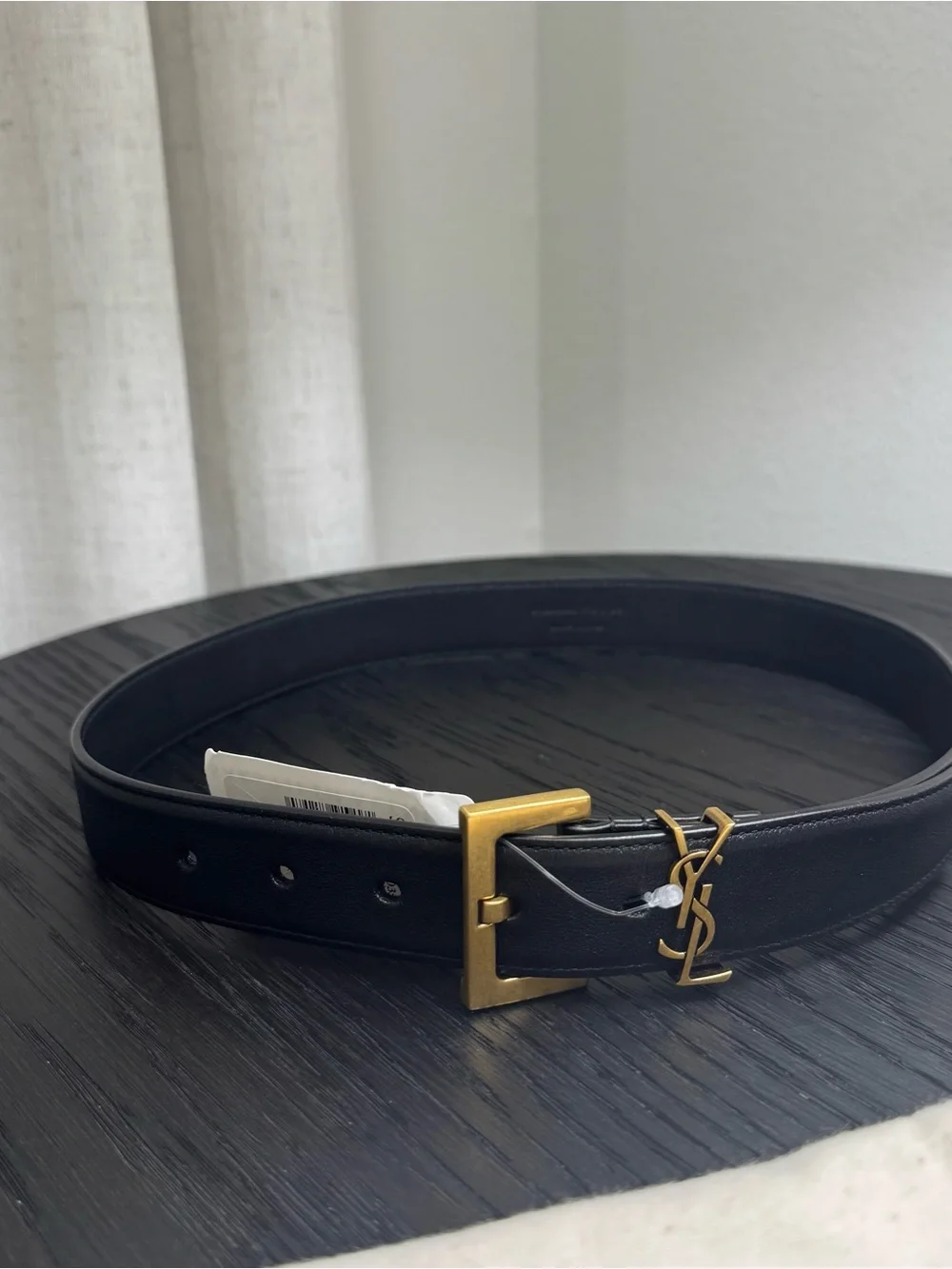 Saint Laurent YSL Cassandre Leather Belt Black 70/28